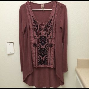 Free people high low embroidered tunic